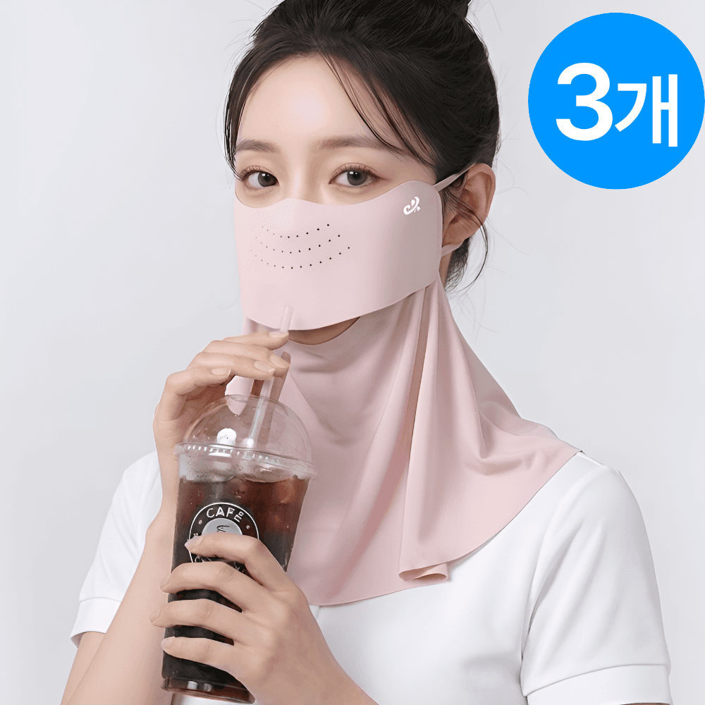잔온 자외선차단 마스크 쿨 골프 얼굴 햇빛가리개, 3개, 블랙